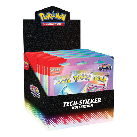 Pokemon Prismatische Entwicklungen Tech Sticker Collection Display (Deutsch) --Pre Order--