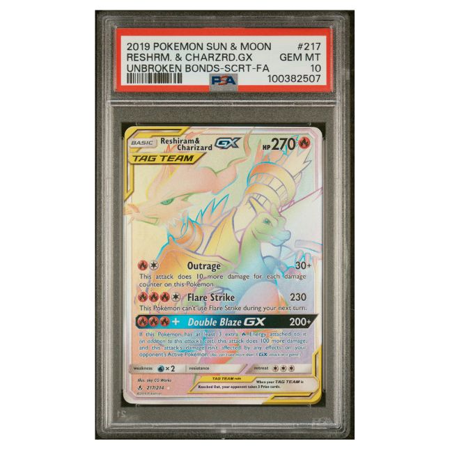 Pokemon Reshiram & Glurak GX #217 PSA 10 Gem Mint (Englisch)