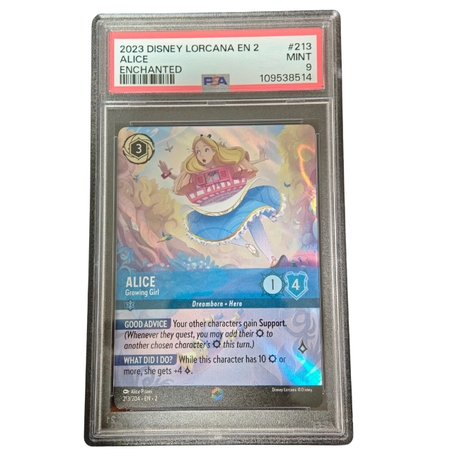 Disney Lorcana Alice Growing Girl #213 PSA 9 Mint (Englisch)