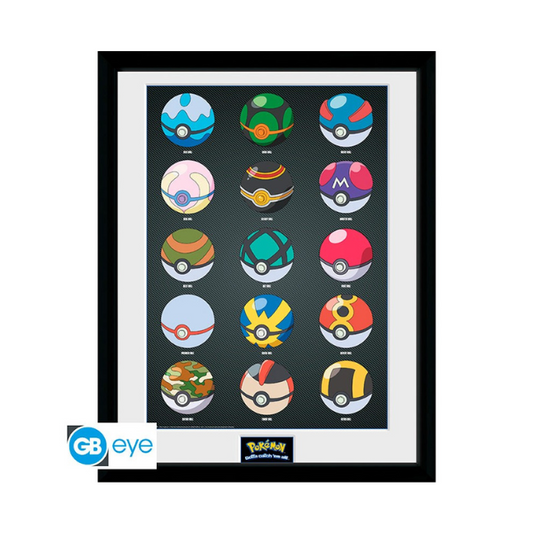 Pokemon gerahmtes Poster Pokebälle